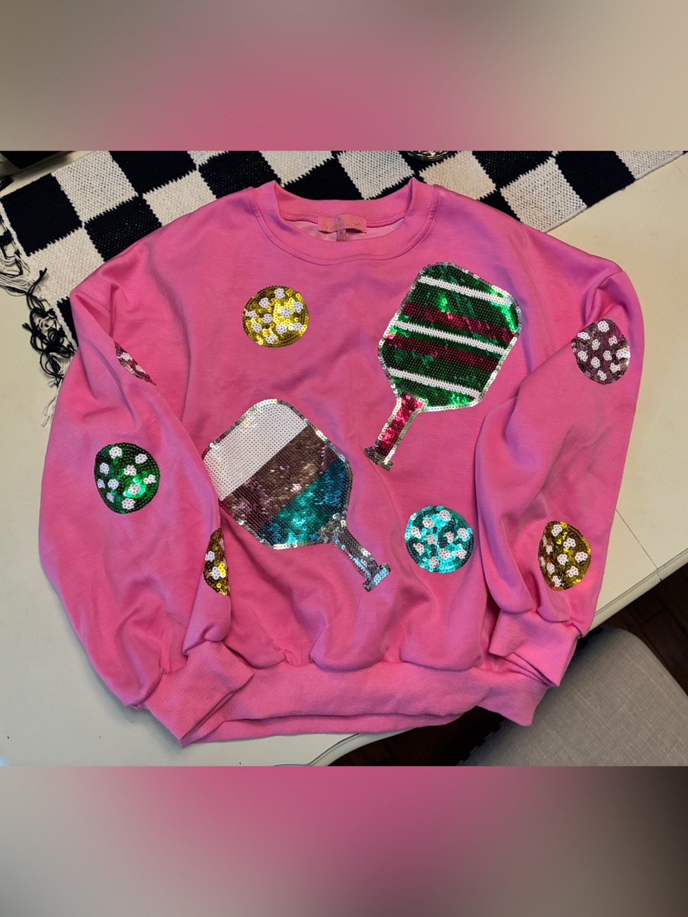 Simply Southern Pink Sequin Paddle & Ball Sweatshirt